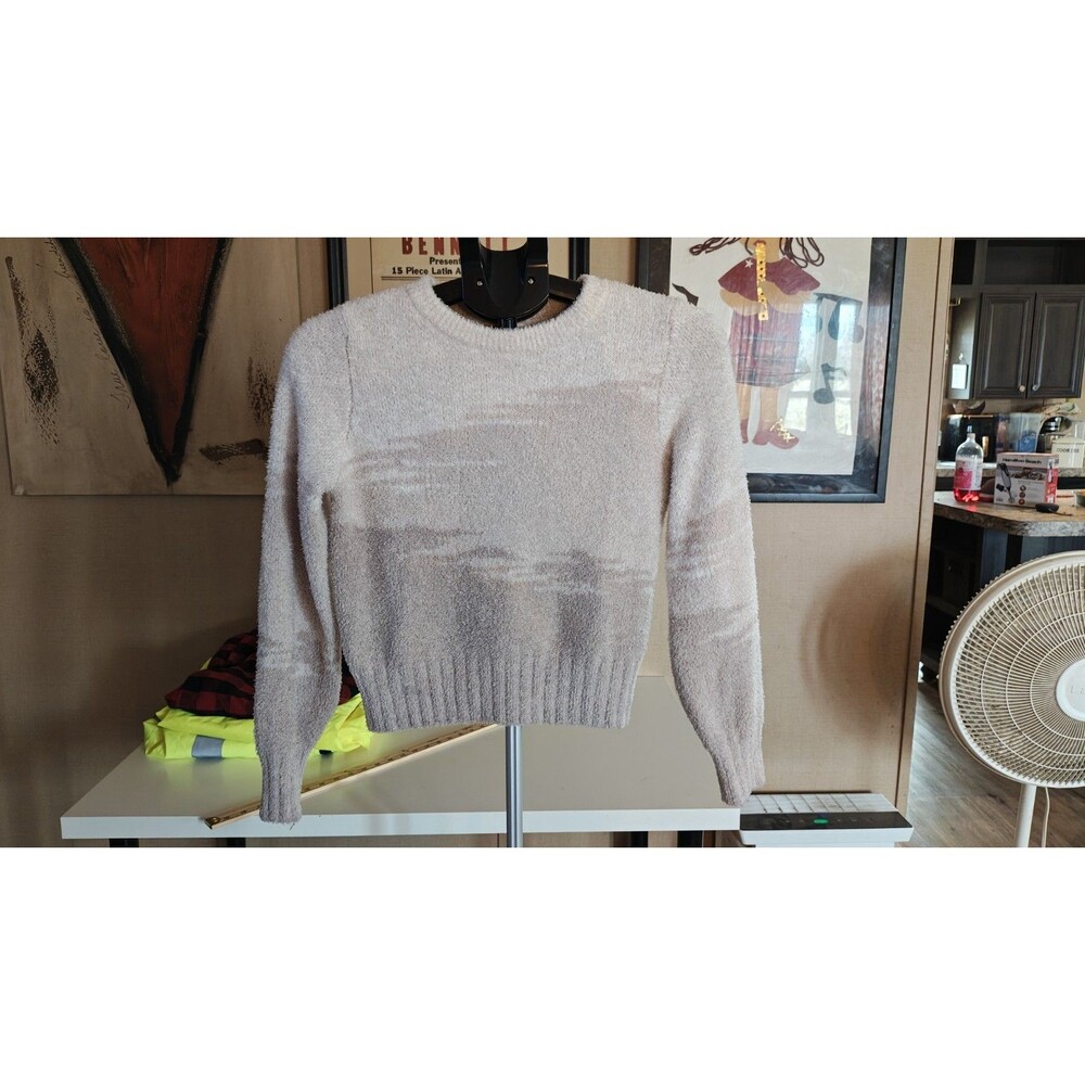 Abercrombie & Fitch Girls Beige Crew Neck Fuzzy Cozy Sweater Size 11/12